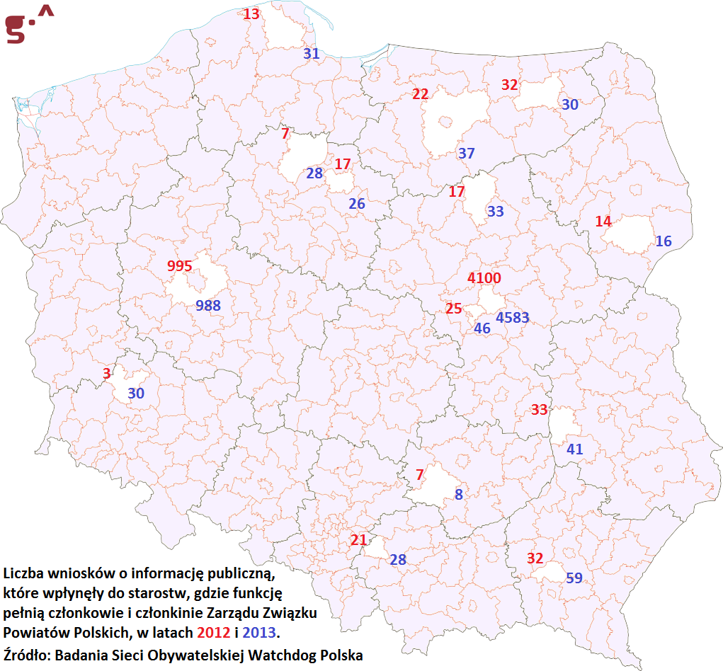 Mapa Polski liczba wniosków